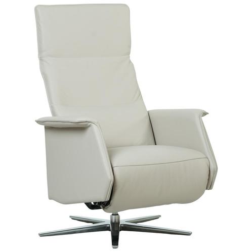 Crème leren moderne relaxstoel - met stervoet chroom -, Huis en Inrichting, Fauteuils, 75 tot 100 cm, Nieuw, 50 tot 75 cm, Leer