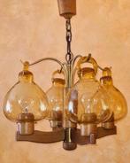 Plafondlamp - Glas, Hout, Messing, Antiek en Kunst