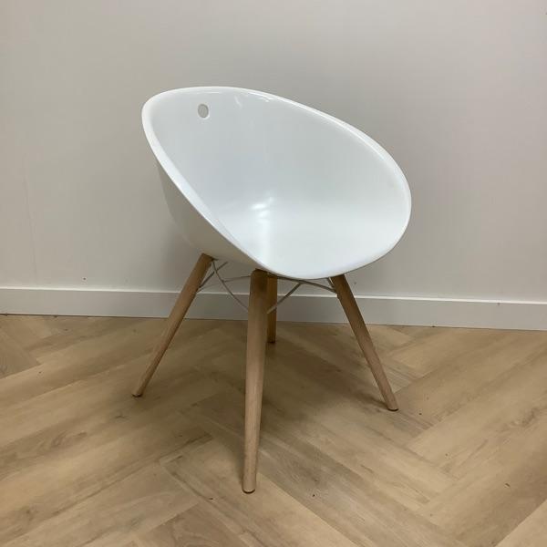 design stoel Pedrali Gliss hout 904,   wit, Huis en Inrichting, Stoelen, Gebruikt, Eén