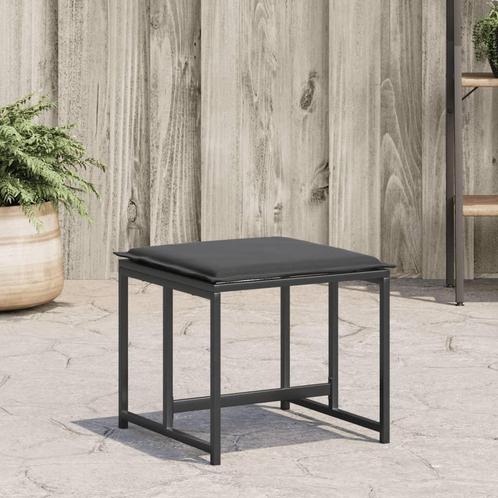 vidaXL Tuinkrukken 4 st met kussens staal en textileen zwart, Tuin en Terras, Tuinsets en Loungesets, Nieuw, Verzenden