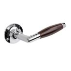 Deurklinken Retro palissander geveerd met ronde rozetten..., Ophalen of Verzenden, Nieuw, Koper of Messing, Klink of Kruk