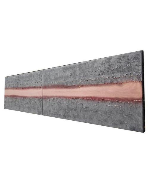 Ksavera - Steel Abstract painting A1126 - textured diptych, Antiquités & Art, Art | Peinture | Moderne