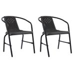 vidaXL Chaises de jardin 2 pcs Plastique Rotin et acier, Verzenden