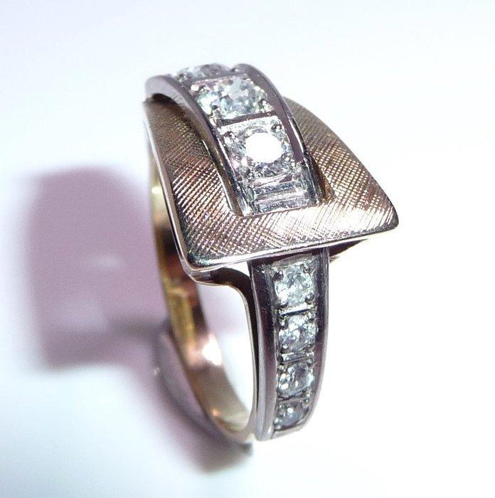 Ring - 14 karaat Geel goud, Witgoud - 0.80ct. tw. Diamant, Bijoux, Sacs & Beauté, Bagues