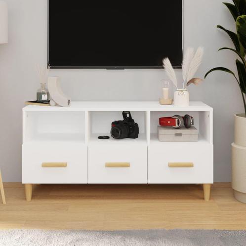 vidaXL Tv-meubel 102x36x50 cm bewerkt hout wit, Maison & Meubles, Armoires | Mobilier de télévision, Envoi