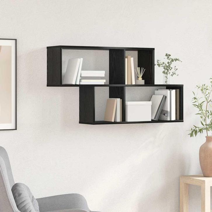 vidaXL Wandplank met plank Wandgemonteerd Anders Zwart eiken, Huis en Inrichting, Kasten | Wandmeubels, Nieuw, Verzenden