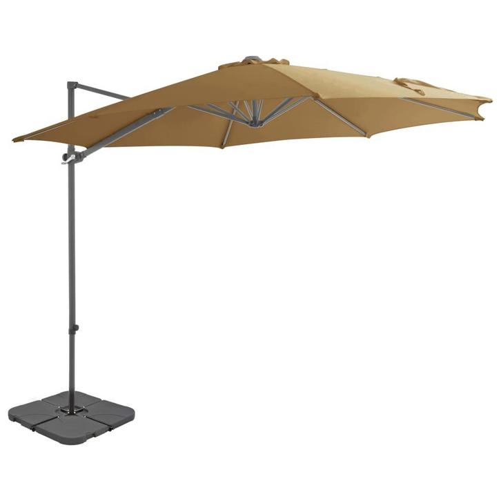 vidaXL Parasol met draagbare voet taupe, Tuin en Terras, Parasols, Nieuw, Verzenden