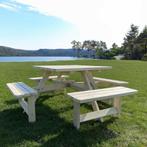 Vierkante houten picknickbank (onbehandeld) 200 cm x 200 cm, Tuin en Terras, Verzenden, Nieuw