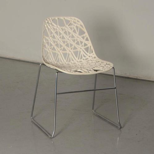 Crassevig Nett design kantinestoel, wit, buisframe onderstel, Huis en Inrichting, Stoelen, Gebruikt, Ophalen of Verzenden