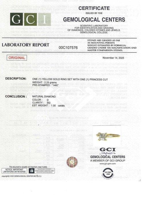 Zonder minimumprijs - Ring - 14 karaat Geel goud - 1.00ct., Handtassen en Accessoires, Ringen