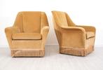Fauteuil (2) - Italiaans mid-century design - Hout, Textiel
