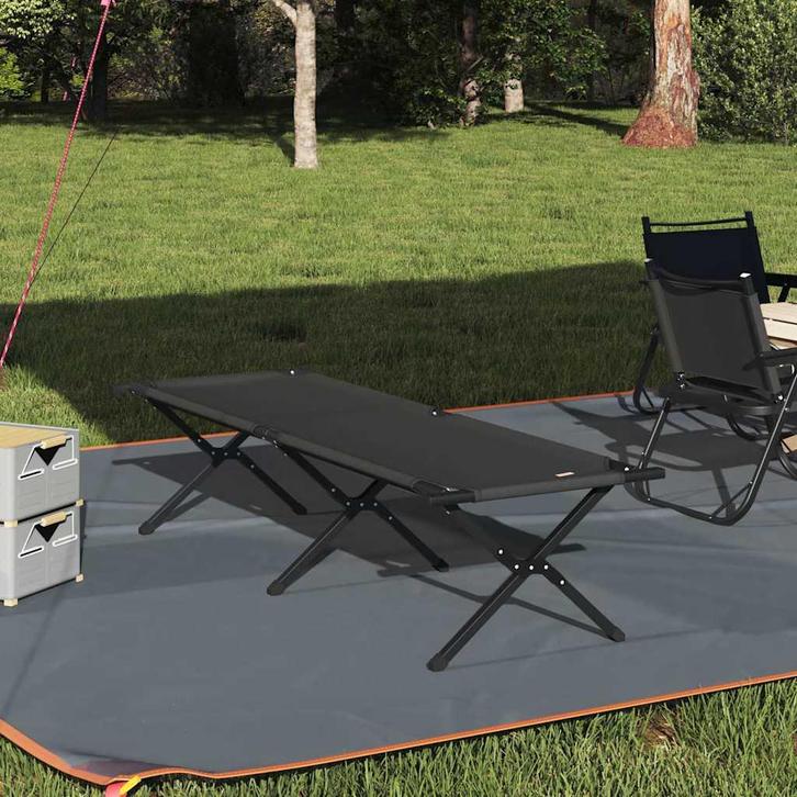 vidaXL Opvouwbaar Campingbed Zwart Oxford stof, Caravans en Kamperen, Kampeeraccessoires, Nieuw, Verzenden