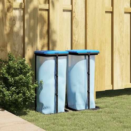vidaXL Vuilniszakhouders 2 st 60 L PP zwart en blauw, Huis en Inrichting, Woonaccessoires | Prullenbakken, Nieuw, Verzenden