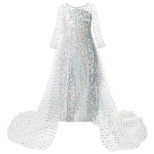 Prinsessenjurk - Witte Elsa jurk met sleep - Kleedje, Kinderen en Baby's, Carnavalskleding en Verkleedspullen, Verzenden