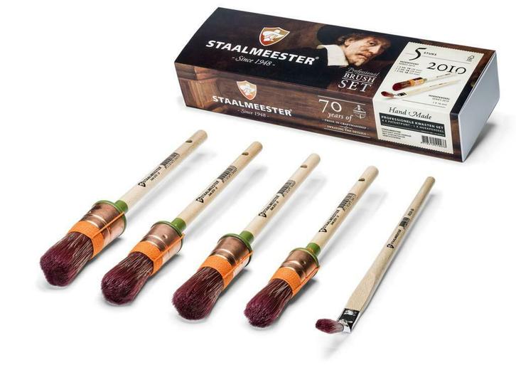 Welkomstset Staalmeester 5 schilderskwasten synthetisch in s, Bricolage & Construction, Peinture, Vernis & Laque, Envoi