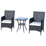 Balkonmeubelset - Luxe Living - polyrattan - zwart, Tuin en Terras, Tuinsets en Loungesets, Ophalen of Verzenden, Nieuw