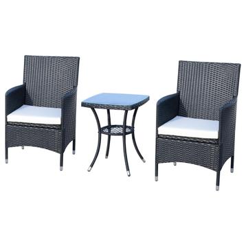 Balkonmeubelset - Luxe Living - polyrattan - zwart beschikbaar voor biedingen