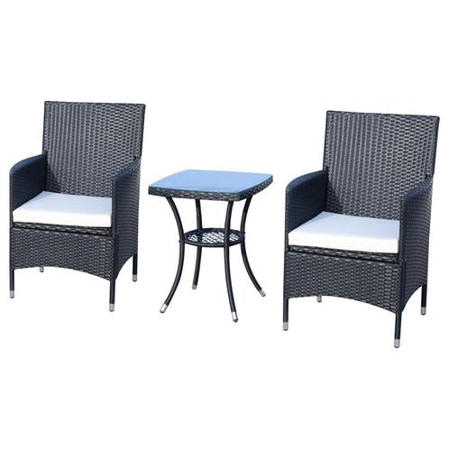Balkonmeubelset - Luxe Living - polyrattan - zwart, Tuin en Terras, Tuinsets en Loungesets, Nieuw, Ophalen of Verzenden
