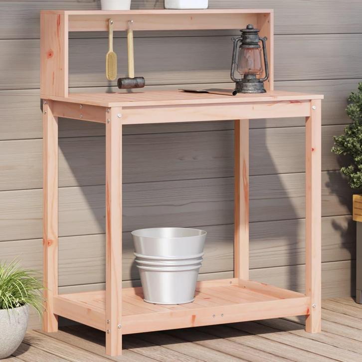 vidaXL Oppottafel met schappen 82,5x50x109,5 cm massief, Tuin en Terras, Bloembakken en Plantenbakken, Nieuw, Verzenden
