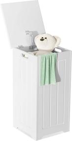 Wasmand met deksel - 30x30x61 cm - Wit - COSTWAY, Verzenden, Nieuw