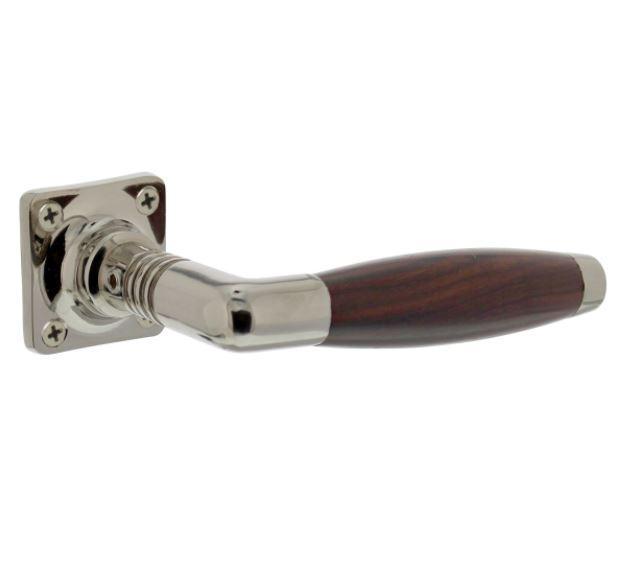 Deurklink Ton nikkel/palissander inclusief rozetten, Doe-het-zelf en Bouw, Hang- en Sluitwerk, Klink of Kruk, Nieuw, Overige materialen