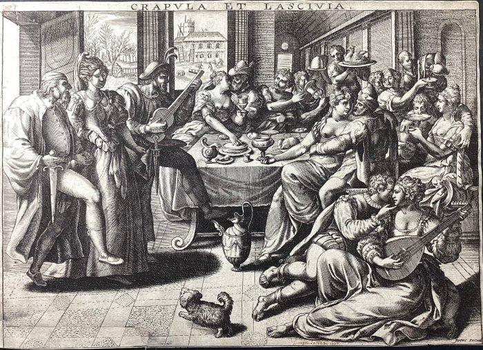 Jan Sadeler I (1550-1650), da - Crapula et lascivia, Antiek en Kunst, Antiek | Overige Antiek