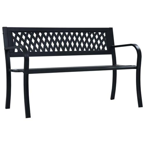 vidaXL Tuinbank 125 cm staal zwart, Tuin en Terras, Tuinsets en Loungesets, Nieuw, Verzenden