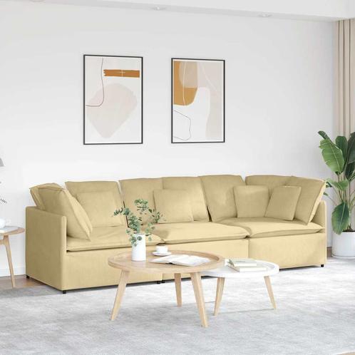 vidaXL Modulaire bank met kussens corduroy stof lichtgroen, Huis en Inrichting, Zetels | Zetels, Nieuw, Verzenden