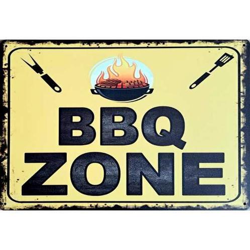 Wandbord reclamebord schild BBQ Zone Horizontaal bord, Verzamelen, Retro, Huis en Inrichting, Verzenden