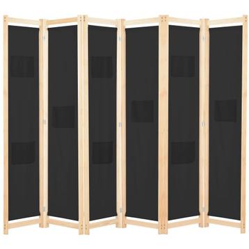 vidaXL Kamerscherm met 6 panelen 240x170x4 cm stof zwart, Verzenden