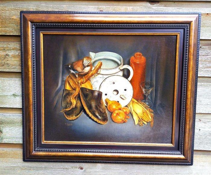 Nadine Varewyck (1956) - Stilleven met pantoffels, Antiquités & Art, Art | Peinture | Classique
