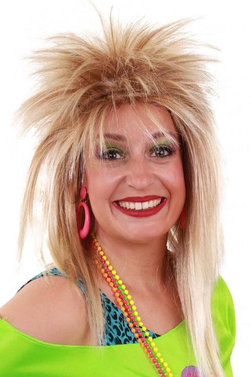Jaren 80 Disco Fitness Pruik Licht Blond met Gratis 2x Haarn, Kleding | Dames, Carnavalskleding en Feestkleding, Nieuw, Ophalen of Verzenden