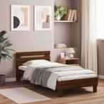 vidaXL Bedframe met hoofdbord zonder matras bruin eikenkleur, Verzenden, Nieuw