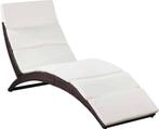 vidaXL Inklapbaar ligbed met kussen poly rattan bruin, Caravans en Kamperen, Verzenden, Nieuw