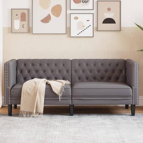 vidaXL Tweezitsbank Chesterfield-stijl kunstleer grijs, Huis en Inrichting, Zetels | Zetels, Nieuw, Verzenden