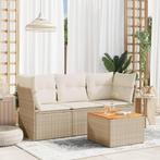 vidaXL 4-delige Loungeset met kussens poly rattan beige, Tuin en Terras, Tuinsets en Loungesets, Verzenden, Nieuw, Loungeset