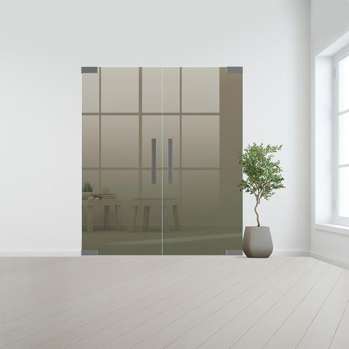 Glazen dubbele binnendeur zonder kozijn RVS beslag-Brons geh, Doe-het-zelf en Bouw, Glas en Ramen, Nieuw, Verzenden