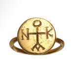 Byzantijns Goud Ring met monogramkruis, Handtassen en Accessoires