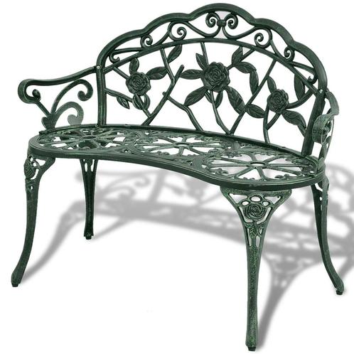 vidaXL Tuinbank 100 cm gietaluminium groen, Tuin en Terras, Tuinsets en Loungesets, Nieuw, Verzenden