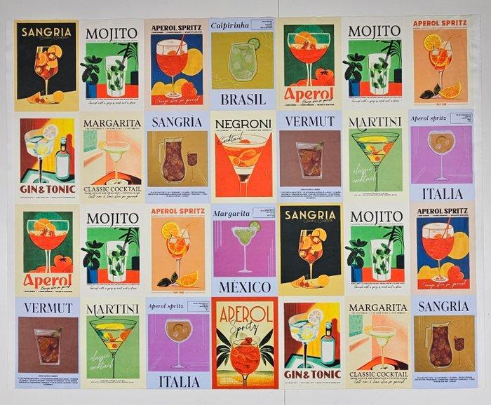 Arazzo Retro Mixologie van exclusief fluweel - 120x140cm -, Antiek en Kunst, Curiosa en Brocante