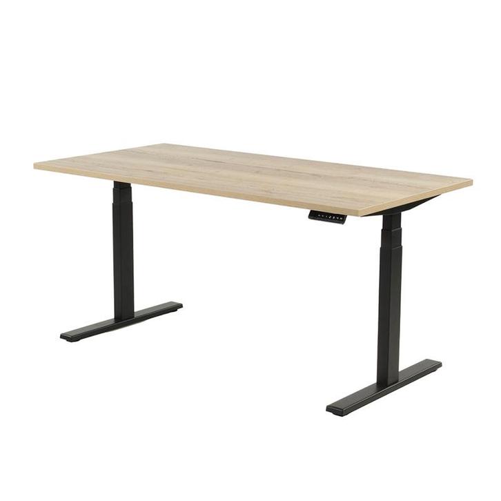 Zit-sta elektrisch bureau zwart, Natuur eiken blad, 160x80, Articles professionnels, Aménagement de Bureau & Magasin | Mobilier de bureau & Aménagement