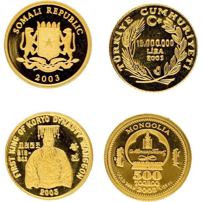 Wereld. 2003 Kleine gouden Herdenkingsmuntjes (4 stuks), Postzegels en Munten, Munten | Europa | Niet-Euromunten