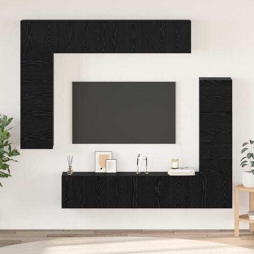 vidaXL Tv-meubelset 8 pcs Zwart eiken 80 x 30 x 30 cm, Huis en Inrichting, Kasten |Televisiemeubels, Nieuw, Verzenden