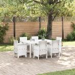 vidaXL 7 Delige Tuinset met Kussens Wit Poly Rattan, Tuin en Terras, Tuintafels, Verzenden, Nieuw