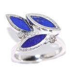 Ring - 14 karaat Witgoud -  3.06ct. tw. Lapis lazuli -, Handtassen en Accessoires, Nieuw
