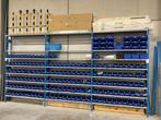 Stalen rek, 3 secties, met kunststof opbergbakken, Ophalen