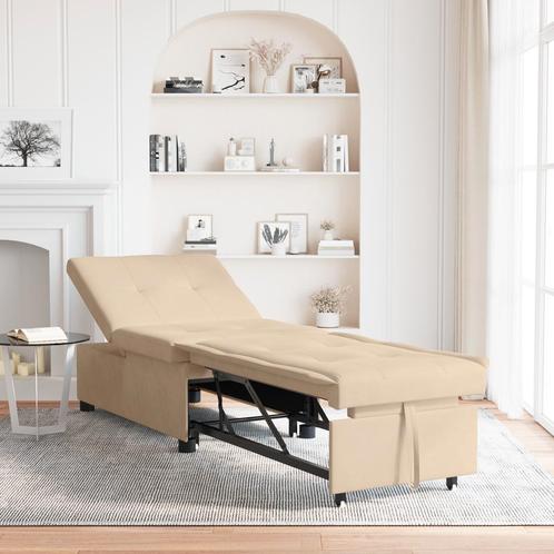 vidaXL 3-in-1 slaapbank in crèmekleurige stof, Huis en Inrichting, Zetels | Zetels, Nieuw, Verzenden