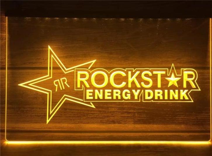 Rockstar energy drink neon bord lamp LED  verlichting reclam, Huis en Inrichting, Lampen | Overige, Nieuw, Verzenden
