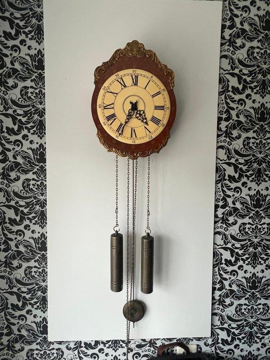 Wandklok - Hout, Messing - 1970-1980, Antiek en Kunst, Antiek | Klokken