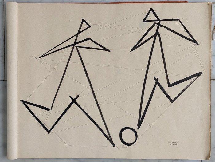 Siep Van Den Berg (1913-1998) - Voetballers, Antiek en Kunst, Kunst | Schilderijen | Modern